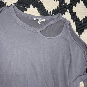 Charcoal grey. Scoop cut out crew neck. Express. Medium. Fits larger